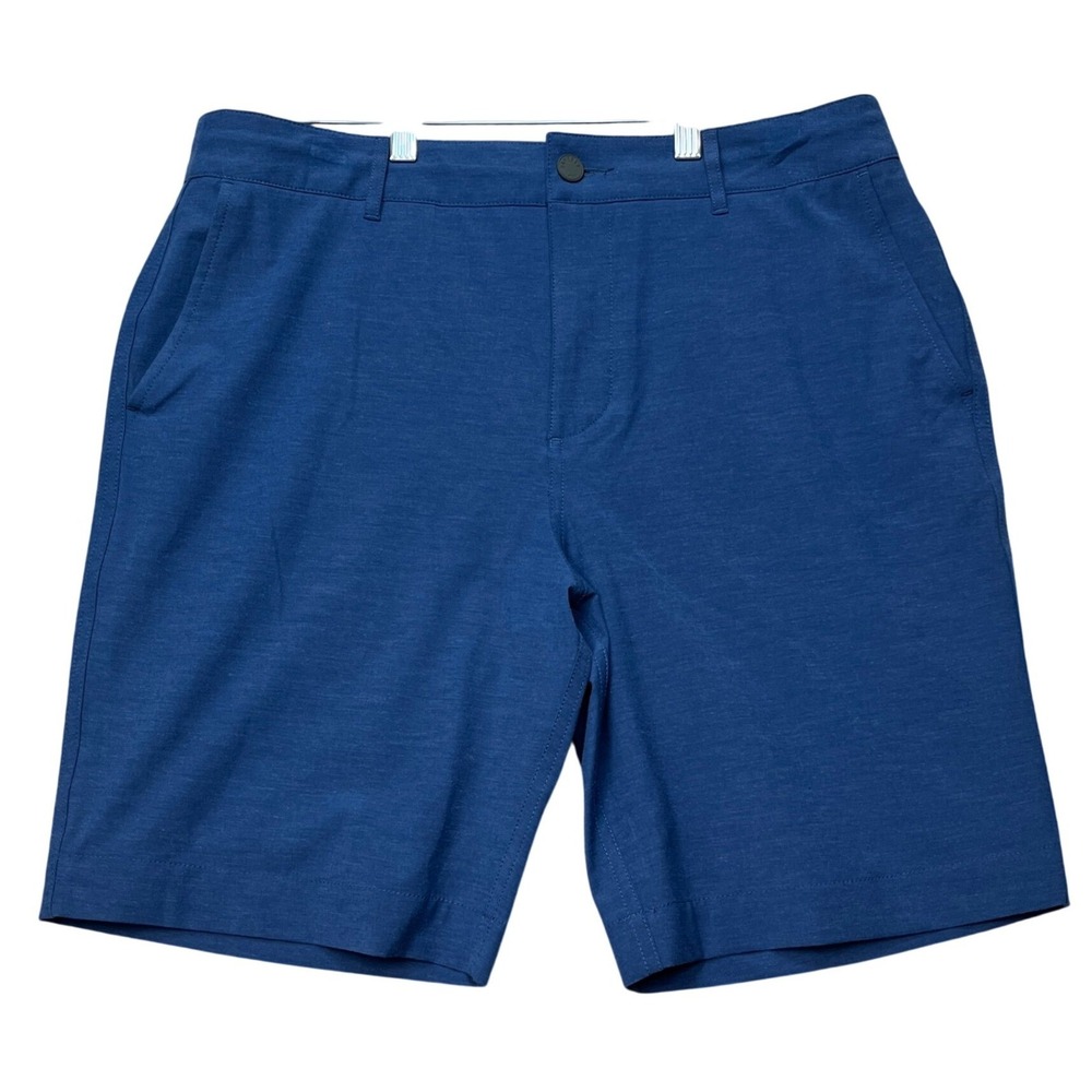 Faherty All Day Shorts Mens 33 Blue Stretch Flat Front Drawstring Hybrid EUC